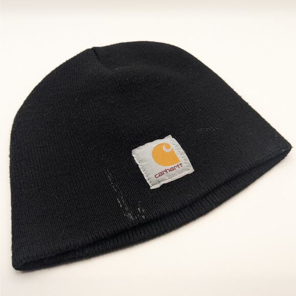 Carhartt Black Acrylic Knit Beanie Unisex Neutral Skull Cap One Size - Picture 1 of 5